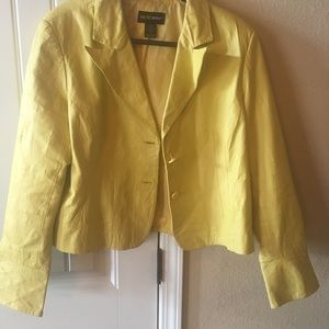 Lemon yellow 100% leather jacket